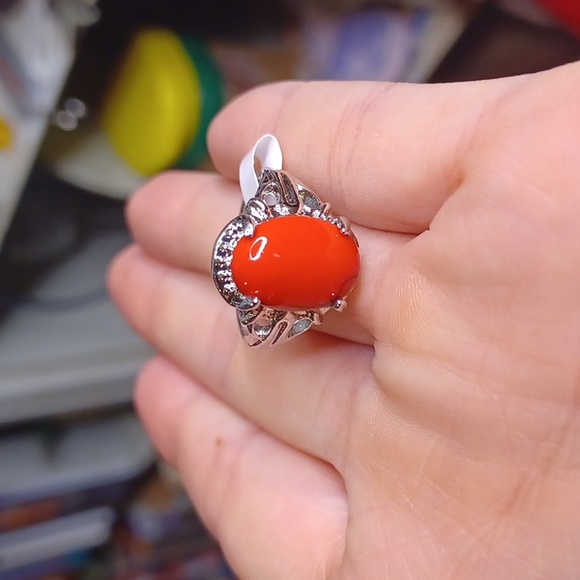 New silver red ring size 7 - Picture 4 of 4